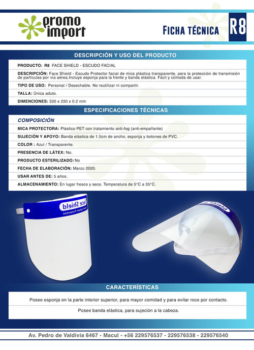 Set de 10 Face Shield - Escudo Facial