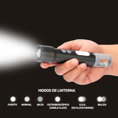 USB Linterna Táctica y lámpara recargable "HOOK" 15-en-1