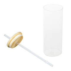 Botella Vidrio Borosilicato Sublimación, tapa Bamboo 500cc