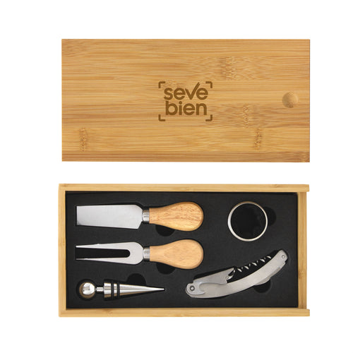 Set de vino y Tabla para quesos "WINCHESTER" color Madera