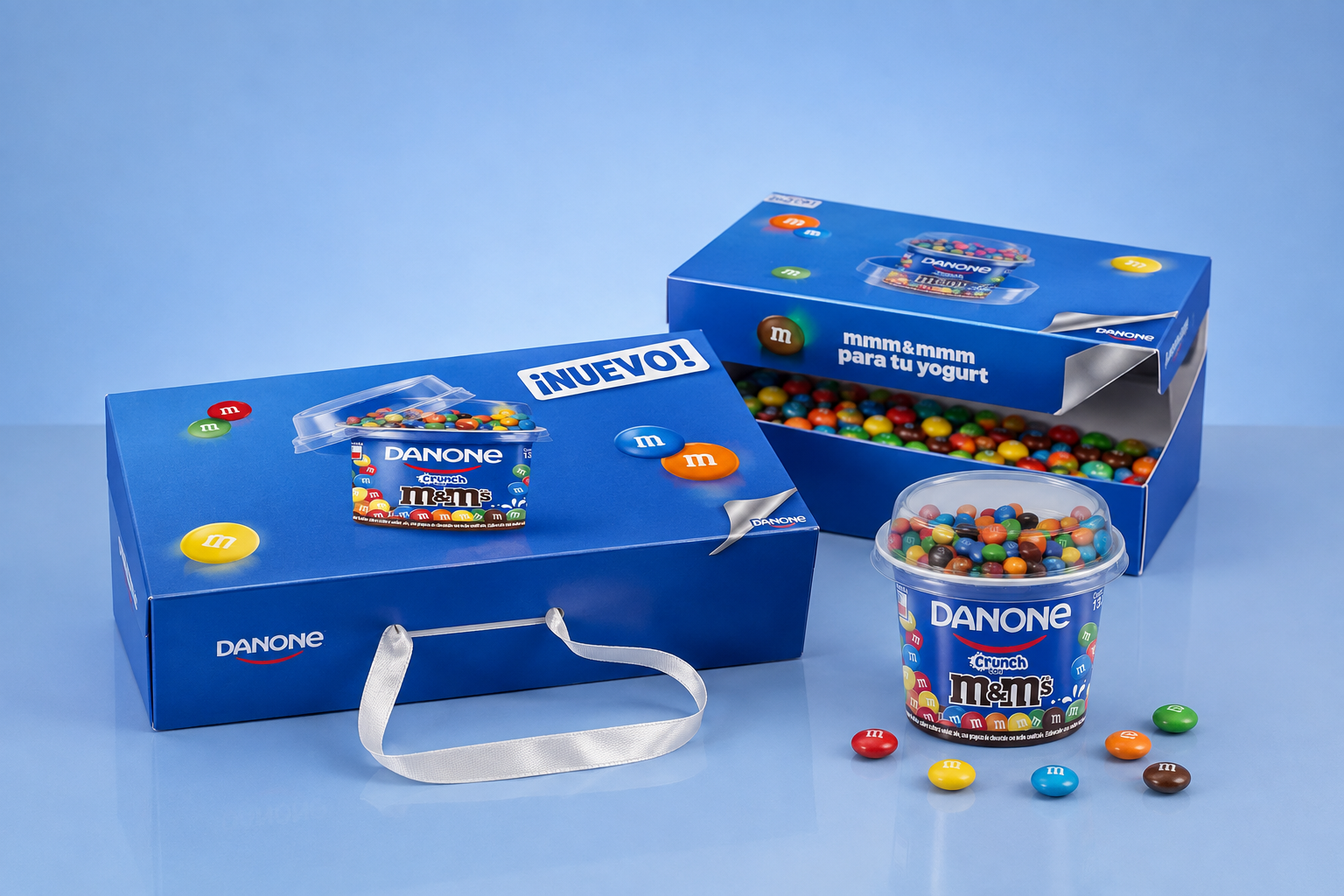 Danone + M&M’s: una caja creada para un lanzamiento lleno de sabor