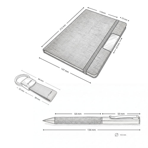 Set PARATY: Libreta de Notas, Bolígrafo y Llavero