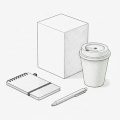 Set KAUAI: Mug, Libreta A6, Bolígrafo y Caja