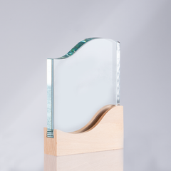 Trofeo Galvano de Madera y Cristal "Curve"