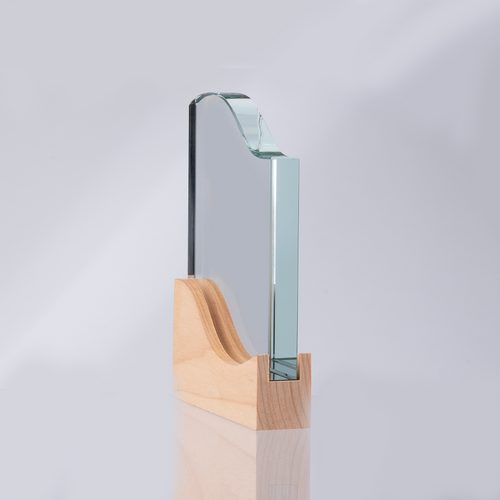 Trofeo Galvano de Madera y Cristal "Curve"