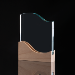 Trofeo Galvano de Madera y Cristal "Curve"