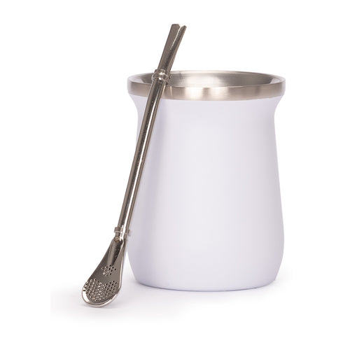 Vaso Térmico metálico "MATE" 300ml. con Bombilla