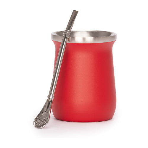 Vaso Térmico metálico "MATE" 300ml. con Bombilla