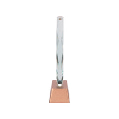 Trofeo Galvano de Cristal "RUNE" con base encobrizada.