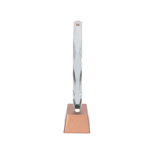 Trofeo Galvano de Cristal "RUNE" con base encobrizada.