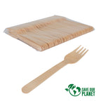 Bolsa con 100 tenedores de madera de Abedul