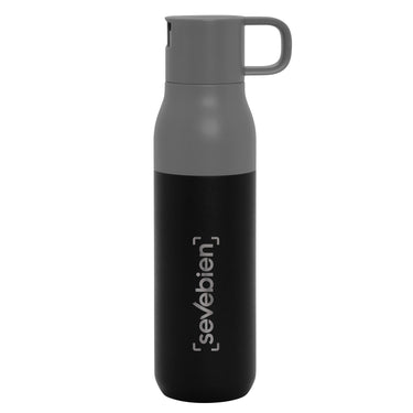 Botella térmica con dos tapas "ROLLING TOP" color Gris + Negro