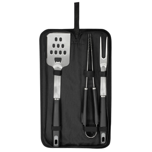 SET DE ASADO / BBQ "MASTERBEEF" color Negro + Gris